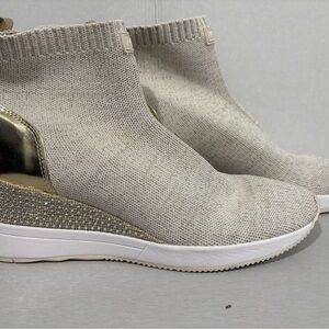 MICHAEL KORS SKYLER RHINESTONES WOMEN'S ELASTIC METALLIC SNEAKER BOOTIES SIZE 9